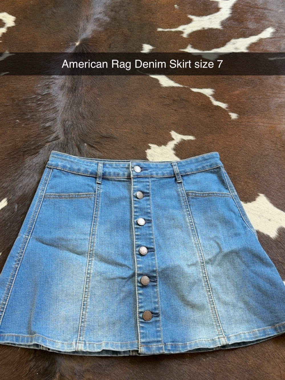 American Rag Blue Denim Button-Front Skater Skirt